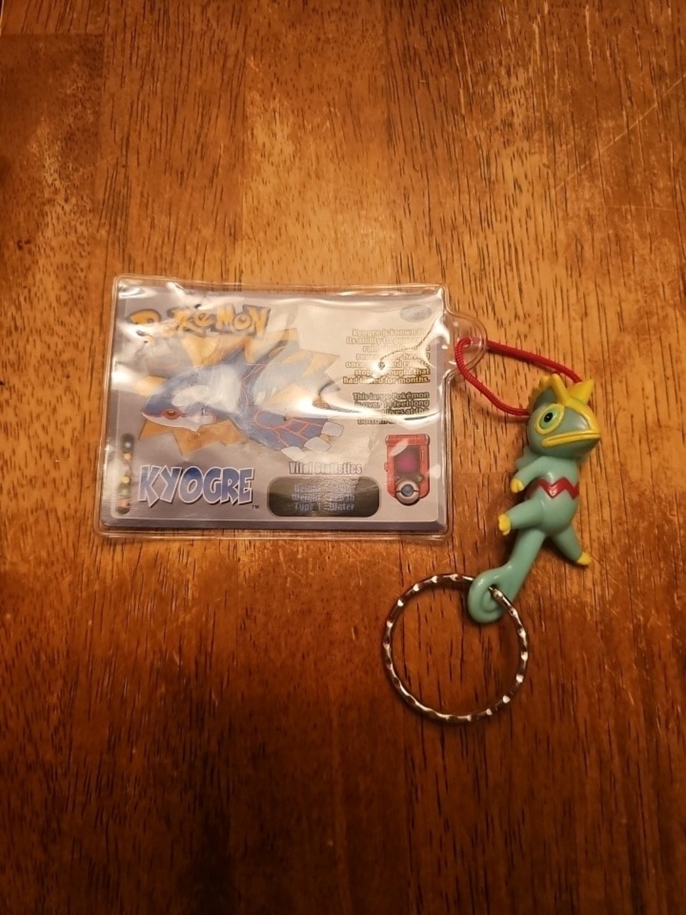 Green Treecko Keychain with Kyogre Card Holder